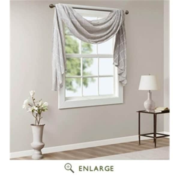 Madison Park MP40-4942 50 x 144 in. Irina Diamond Sheer Embroidered Window Scarf; Grey MP40-4942 - main